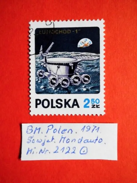 BM. Briefmarken Polen 1971 Lunochod-1 Sowjetisches Mondauto Mi. Nr. 2122 o