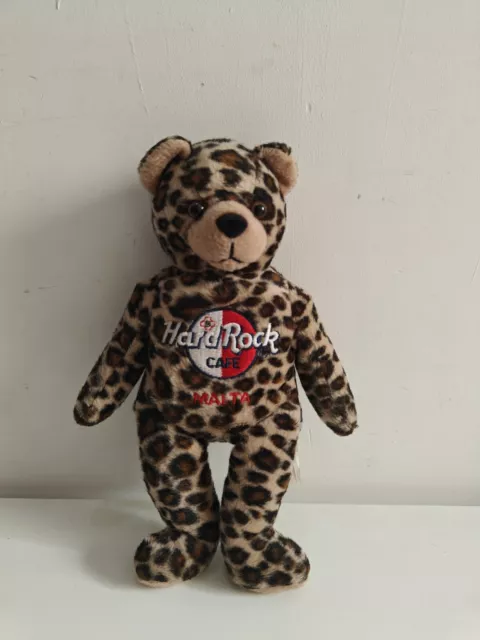 2004 Hard Rock Cafe Malta 8.5" Teddy Bear Herrington Leopard Print