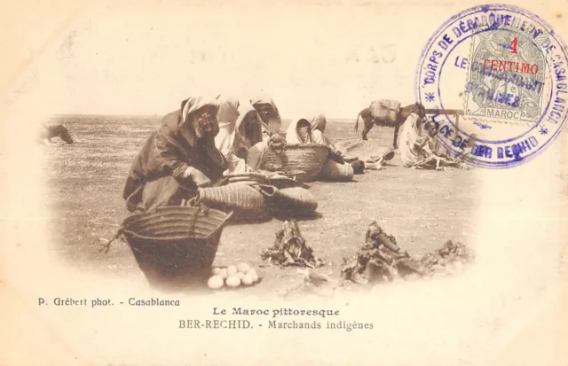 Cpa Maroc  Ber Rechid Marchands Indigenes