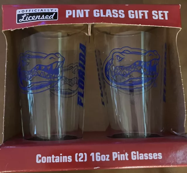 UF Florida Gators Albert Pint Beer Glass Gift Set Official Licensed