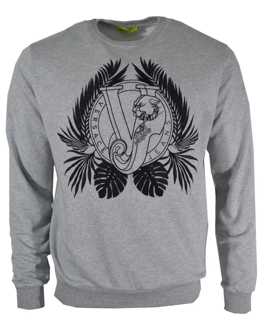 BNWT VERSACE JEANS Sweatshirt Grey Black Embroidered Tiger Vj Logo Jumper Rare 139.99 PicClick UK