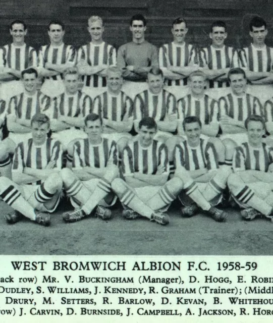 West Bromwich Albion FC 1958 - 59 bedruckte Teamfotografie Sportkarte Vintage