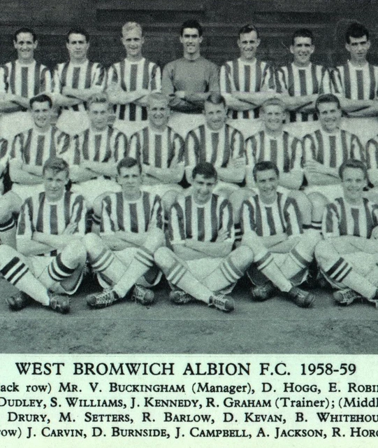 West Bromwich Albion FC 1958 - 59 bedruckte Teamfotografie Sportkarte Vintage