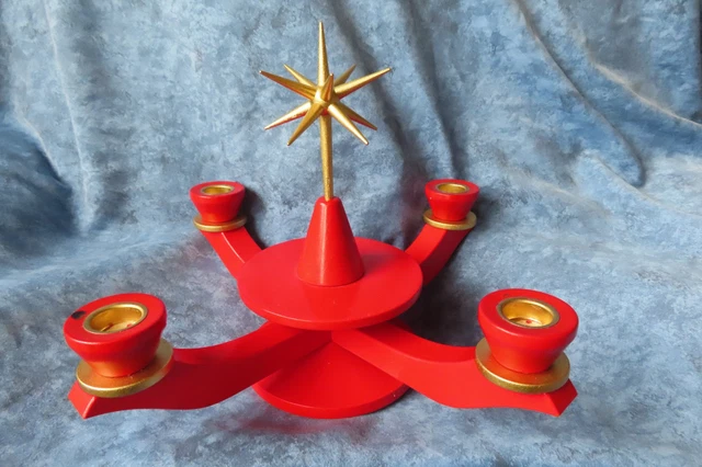 Adventskranz Mit 4 Stumpenkerzen Auf Stern – Für Teelichter, Erzgebirge-Kunst Von Richard Glässer Seiffen