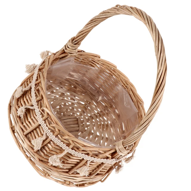 Cesto di fiori tessuto nappa vimini rattan fioritrice stoccaggio organizzatore frutta