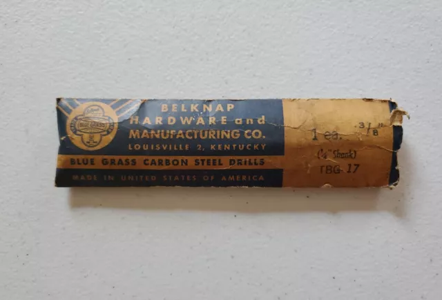 Vintage Belknap Hardware & Manufacturing Co Blue Grass Drill Bit TBG 17