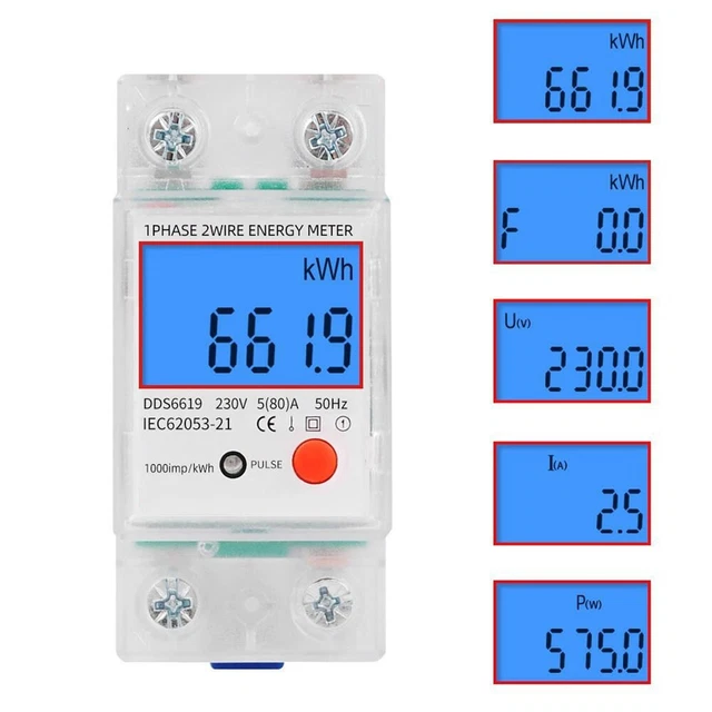 Práctico de usar Digital LCD CA 1X medidor de energía medidor de energía DDS6619-013 DIN riel