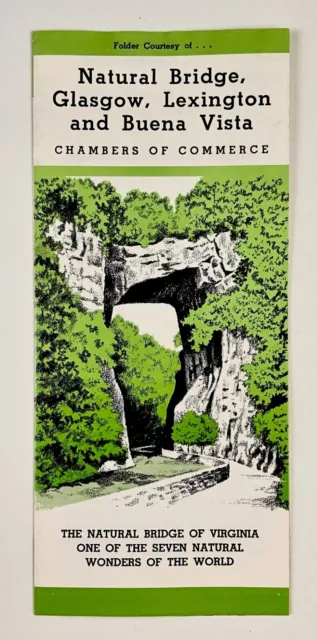 1960s Natural Bridge Glasgow Lexington Buena Vista Virginia VTG Travel Brochure