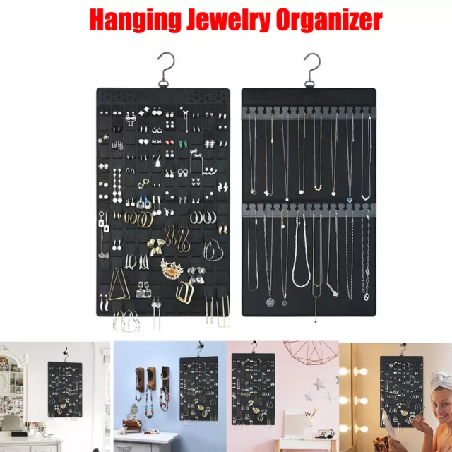 Hanging Jewelry Organizer Dual-sided Earrings Necklaces Holder Door/Wall Hanger