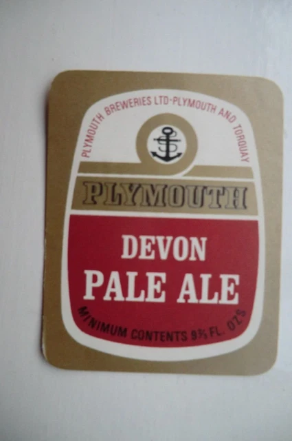 PLYMOUTH TORQUEY BREWERIES DEVON PALE ALE 9 2/3fl oz BREWERY BEER BOTTLE LABEL