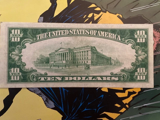 1928 Series B $10 Ten Dollar Banknote, Lime Green Seal, Xf+, Philadelphia-Issued 2
