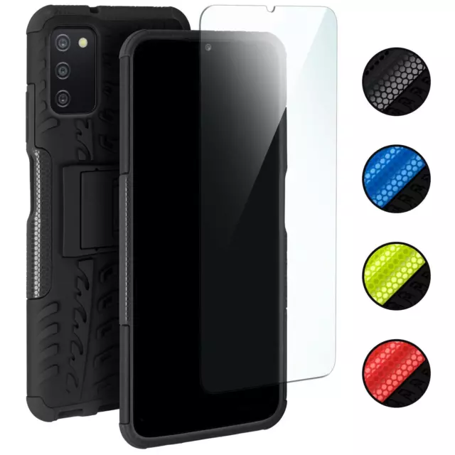 Handy Hülle für Samsung Galaxy A03s Panzer Case Cover TPU Bumper mit Schutz Glas