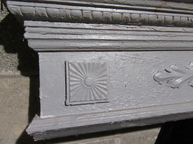 ~ ANTIQUE CARVED OAK PEDIMENT ~ 107.75 x 9.5" ~ ARCHITECTURAL SALVAGE ~ 4