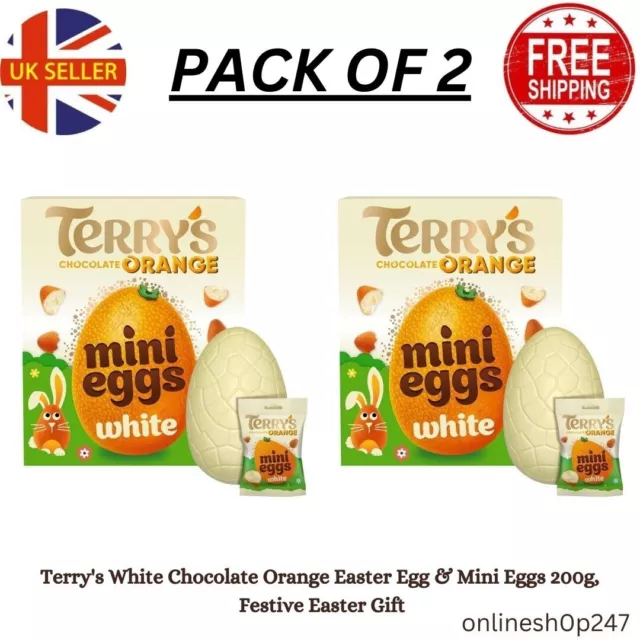 Terry's White Chocolate Orange Easter Egg & Mini Eggs  200g, Festive Easter Gift