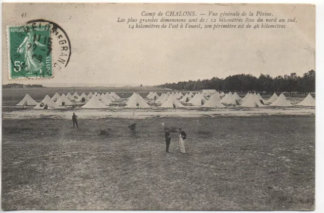 CHALONS SUR MARNE - Marne - CPA 51 - MILITARY LIFE - camp seen from the plain