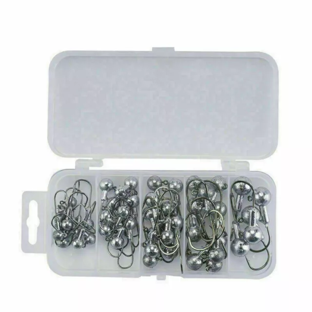 45 Stuck Jigkopf Zander rund Jighead Set Hecht Jigköpfe Rundkopf Jighaken Jigs #