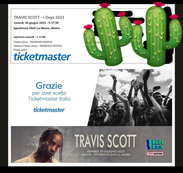 Biglietto Travis Scott - 30/06/2023 - Ippodromo SNAI Milano - Posto Unico ROSSO