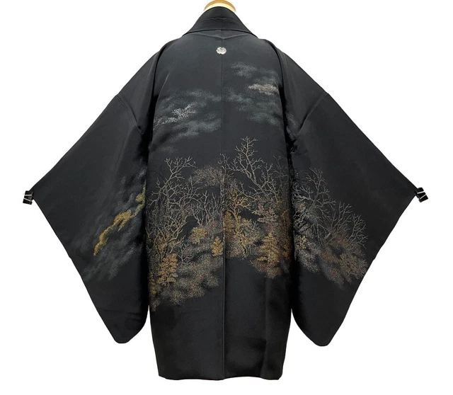 JAPANESE KIMONO SILK HAORI / 0.61kg /BUY 3 ITEMS SHIPPING $33 /COMBINE LIMIT 2kg