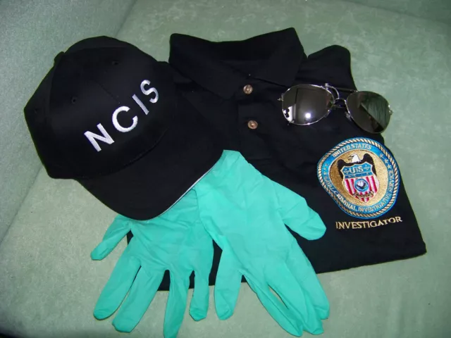 Navy CIS Cap + Logo Polo-Shirt S + Brille +  Handschuhe , NCIS , Kostüm , NEU