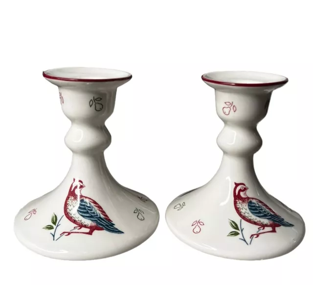 Johnson Brothers Porcelain Candlestick Holder Made In England Hand Painted Birds