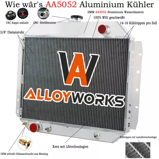 4 Reihe Aluminium Wasser kühler Für Ford F100 F150 F250 F350 Bronco V8 1967-1979