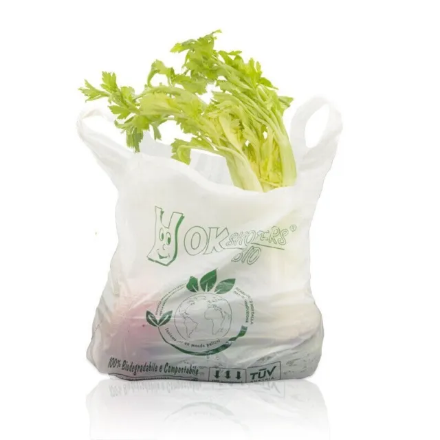 500 Shopper Biodegradabili 27x50 cm Medie Sacchetti a Norma Buste Spesa Umido