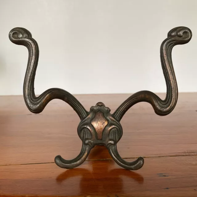 Antique Double Hall Tree Hook Coat Hat Rack Hanger Cast Iron Victorian Hardware
