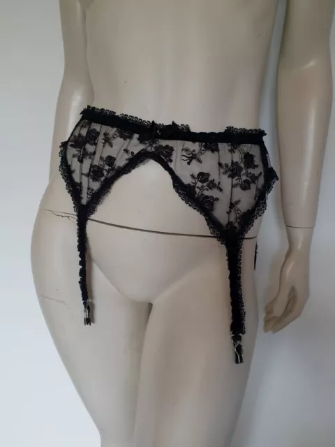 Vintage Black Lace Garter Belt, Suspender Belt, by Estelle