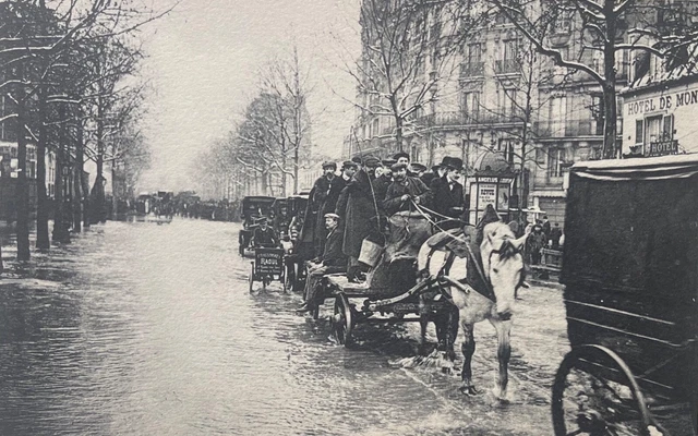 Paris flood Boulevard Diderot heliogravure from 1910 France