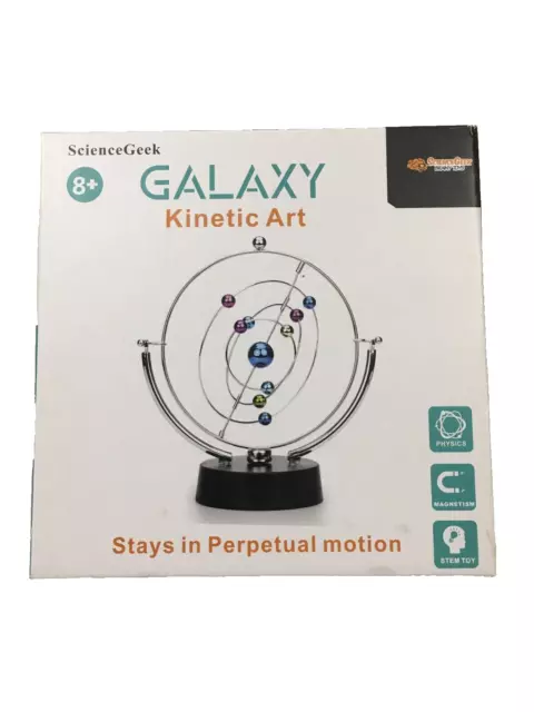 Kinetic Perpetual Motion Galaxy Desk Art, Gadget Flips and Rotates, Science Geek