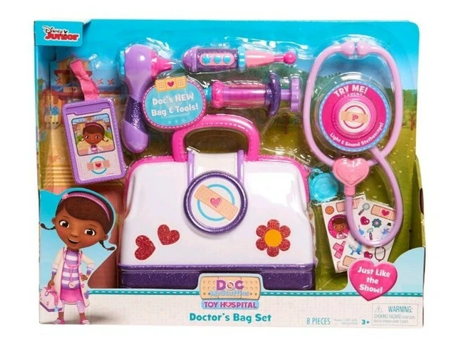 Doc McStuffins Doctor's Bag & Tools Set 8 pcs NIB Light & Sound Stethoscope toy