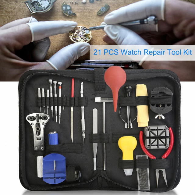 21pcs Watch Repair Tool Kit Link Remover Spring Bar  Band Holder Case Opener Set