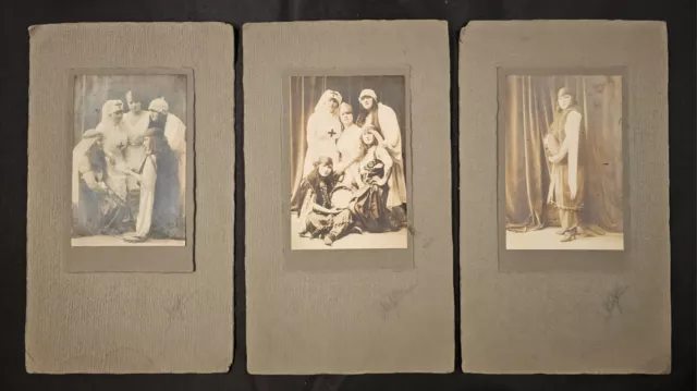 Trio Of Antique Theater Gypsy Performers Cabinet Card Photos Early 1900s