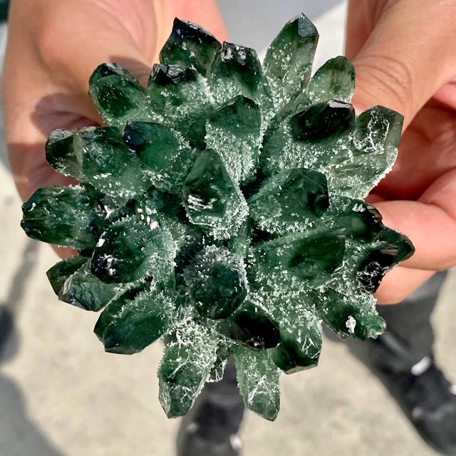348G New Find Green Phantom Quartz Crystal Cluster Mineral Specimen Healing 9