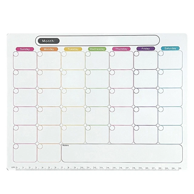 Kit de calendrier effaçable à sec pour tableau blanc 33 x 22,9 cm avec