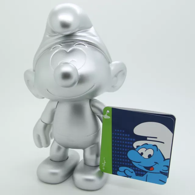 Puffi Puffo Smurf Figurine Schtroumpf Silver-Colured Mat 20cm Vinyl Toys