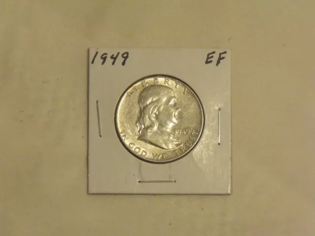 1949  Silver Franklin half dollar    Nice EF coin