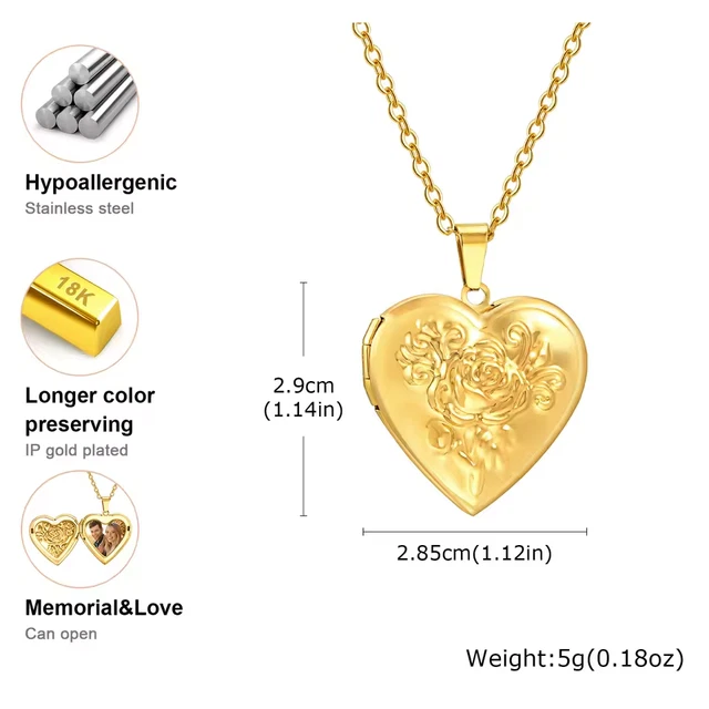 Collana Con Ciondolo Cuore In Acciaio Inossidabile – Dorata, Catena A Giro Di Vita 45cm (17.5''), Chiusura A Aragosta