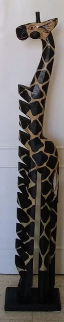 Originale Totem Decorativo Giraffa In Legno  Porta Cd-Dvd-Musicassette-Libri