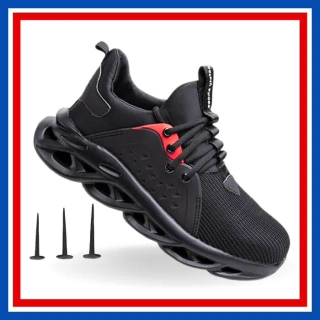 Chaussures de sécurité unisexes - Embout en acier - 38 à 48 EU - Noir et rouge