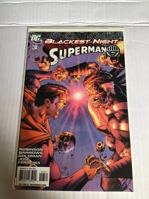 Blackest Night Superman # 3 Shane Davis Variant Edition First Print Dc Comics