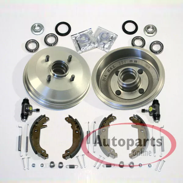 Bremstrommel Ø 180 mm Backen Radlager Radzylinder Set hinten für Ford Fiesta IV