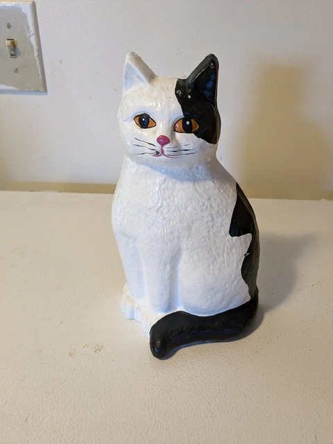 vintage door stops cast iron cat black and white