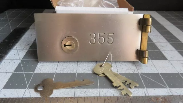 Antique L.L. Bates 1886 Safety Deposit Box Door, Hinges, 2 Op & 1 Guard Key #355