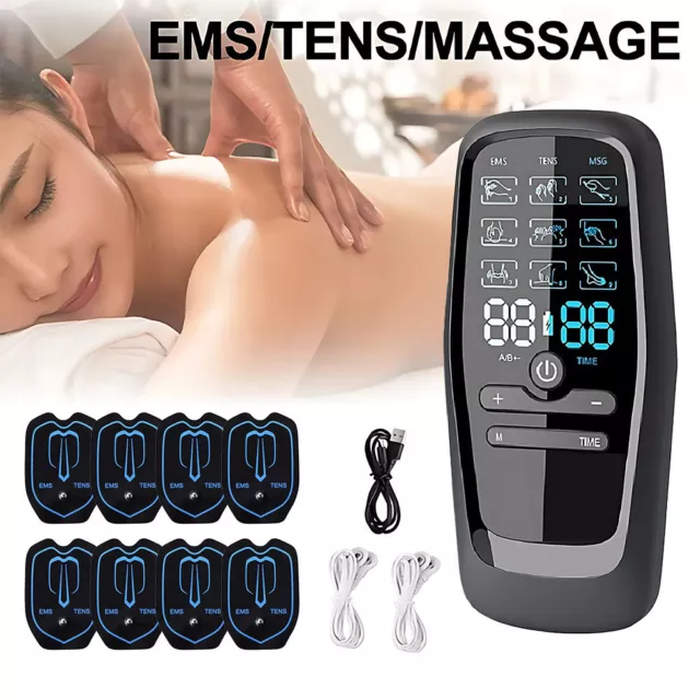 Auto Dual Channel Digital TENS Machine for Pain Relief 9 Modes Muscle Stimulator