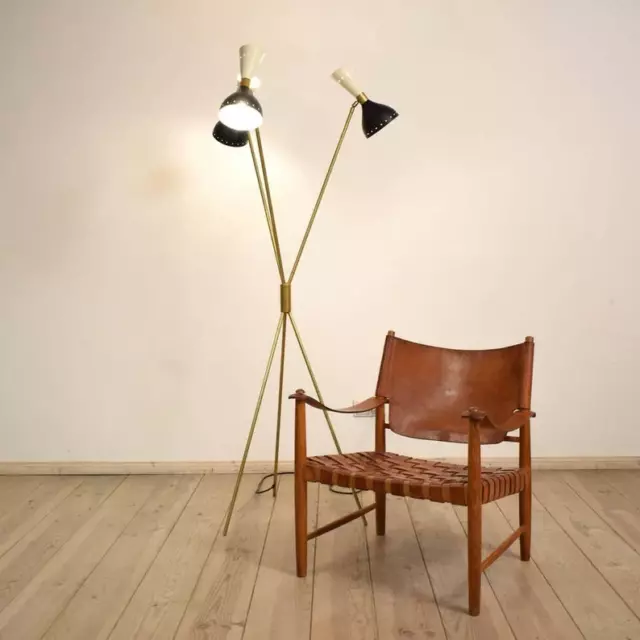 Mid Century Stilnovo Design Tripod Floor Lamp Modern Brass Studio floor Lamp