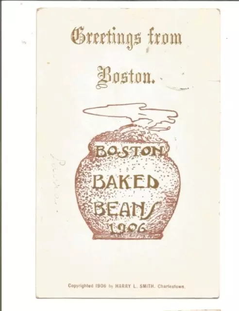 Greetings From Boston Mass Ma Massachusetts Boston Baked Beans 1906