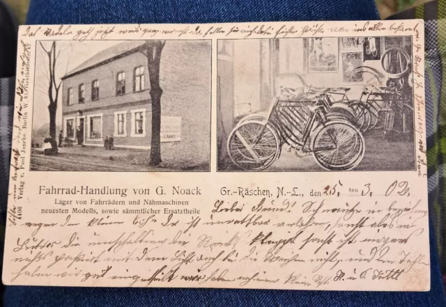 Alte Postkarte AK Groß Räschen Brandenburg Oberspreewald-Lausitz Fahrradhandlung