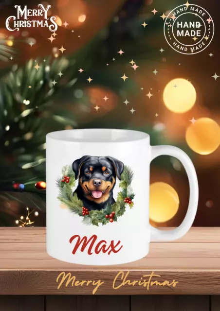 Personalised Pet Dog Mug rottweiler Pet names Christmas Gift Mug