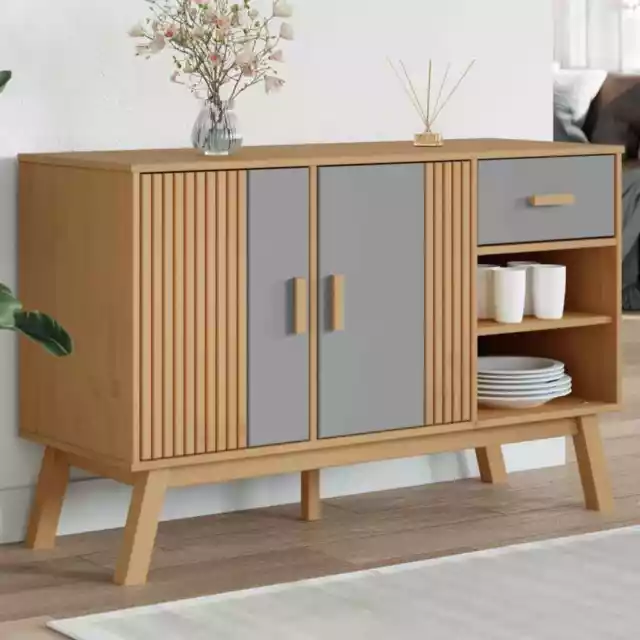 Vidaxl Credenza OLDEN Grigia e Marrone 114x43x73,5 cm Massello di Pino